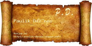 Paulik Dénes névjegykártya